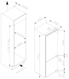 Встраиваемый холодильник Hansa BK3167.3FA
