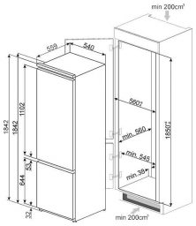 Встраиваемый холодильник smeg C3180FP Встраиваемый холодильник smeg C3180FP
