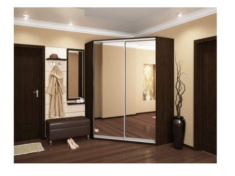 Угловой шкаф с зеркалами